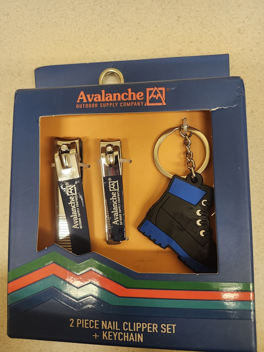 Avalanche 2-Piece Nail Clipper Set with Boot Keychain - Blue & Black